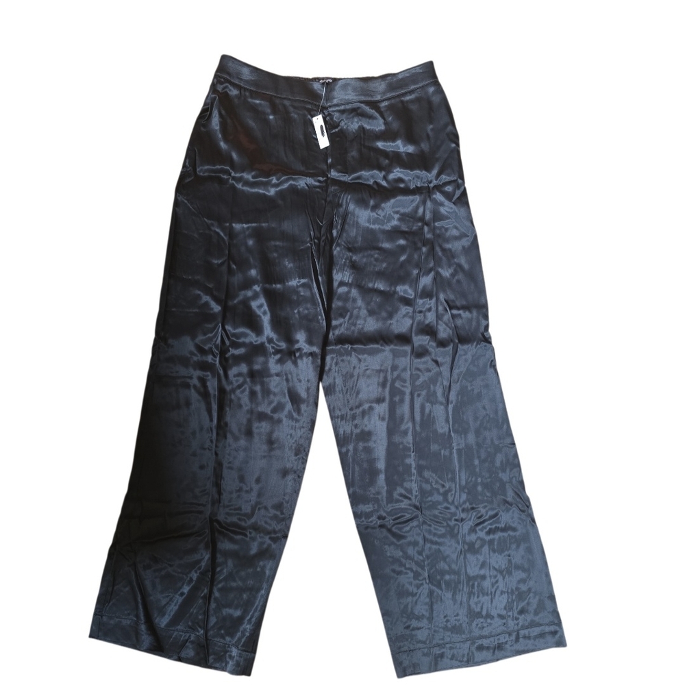 Madewell Black Wide-Leg Satin-Look Trousers